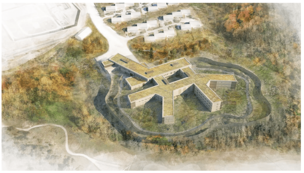 Bilde tatt fra tegninger til nytt sykehus i 2017 fra Helse Sør-Høst.